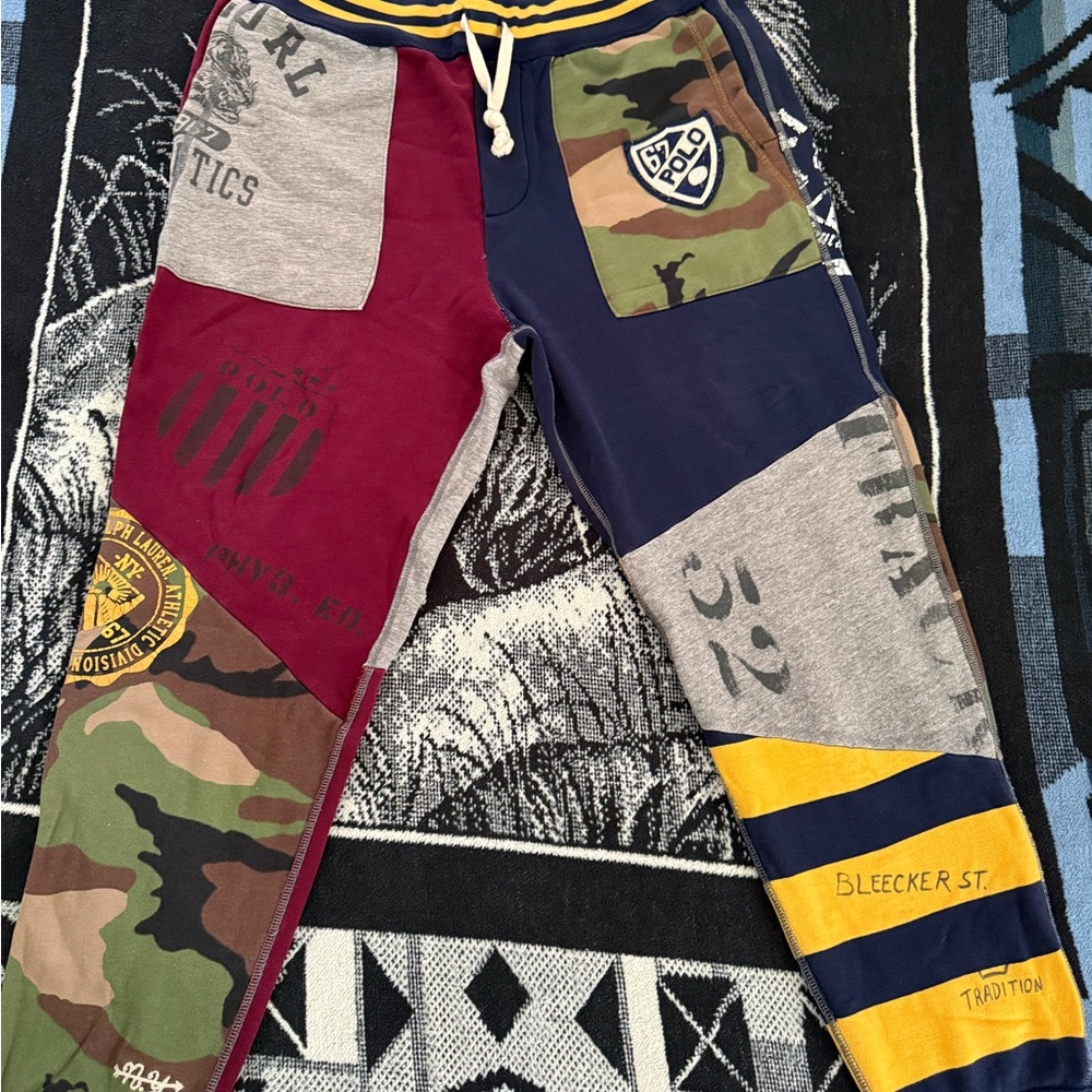 Polo Ralph Lauren Patchwork Print Mashup Bleeker/Track/Tiger/Collegiate Joggers